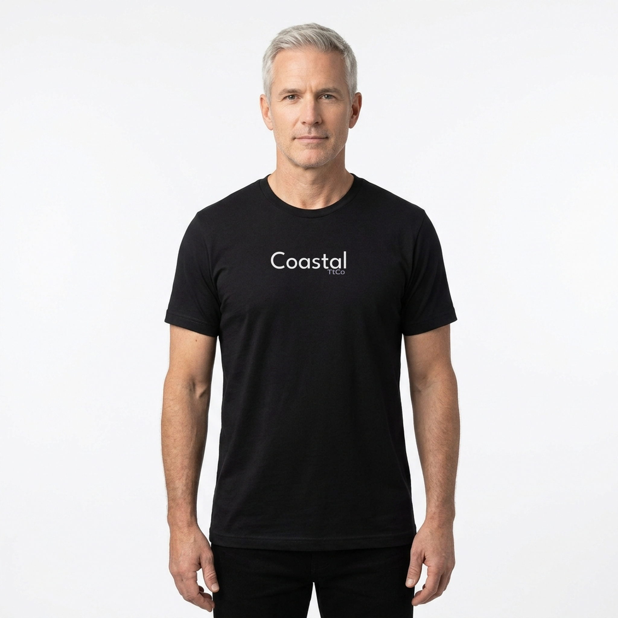 Adrian wearing the Coastal T-shirt from TtCo with the design centered on the front.