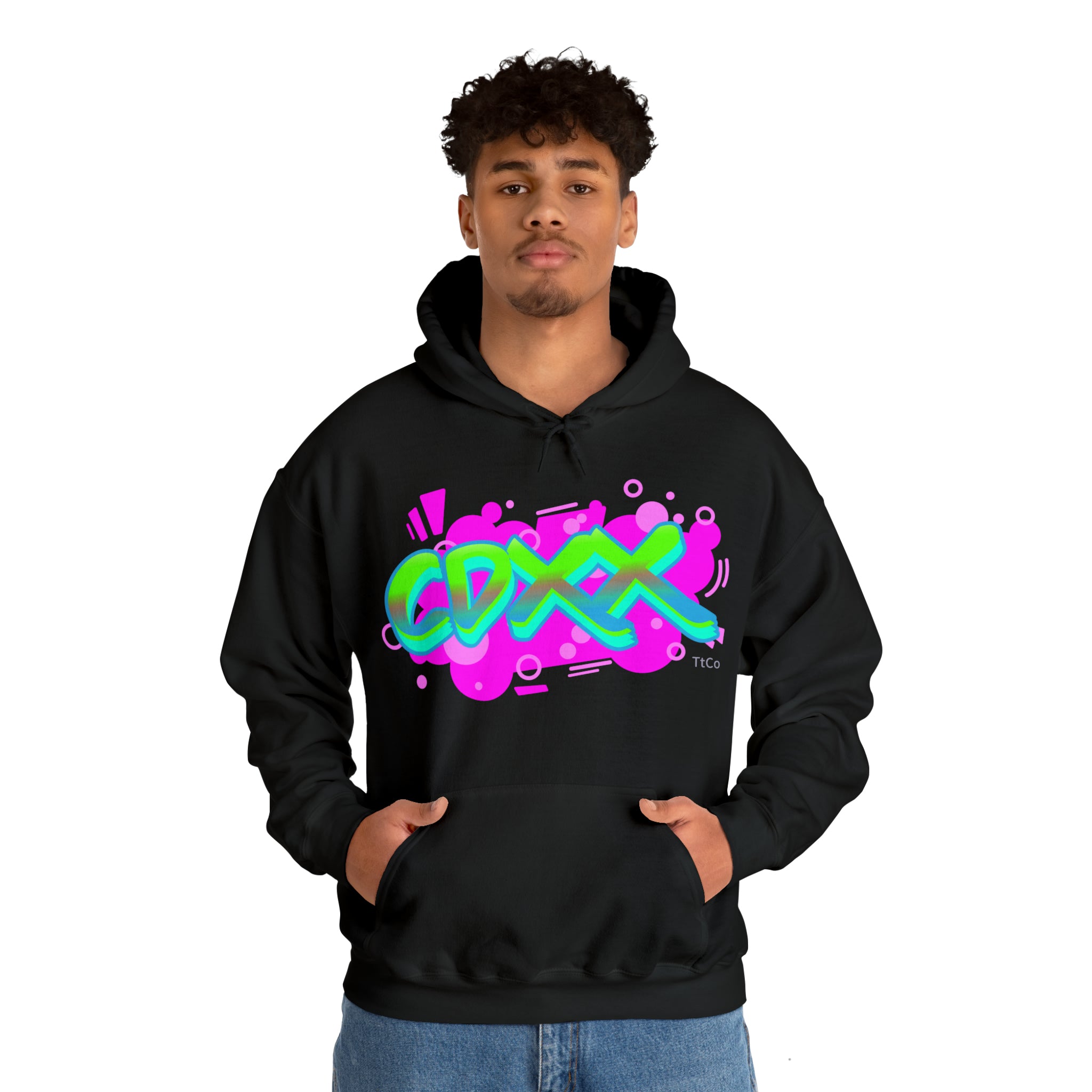 TtCo | CDXX Pink Graffiti Hooded Sweatshirt